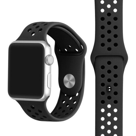 Curea iUni compatibila cu Apple Watch 1/2/3/4/5/6/7, 40mm, Silicon Sport, Black