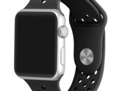 Curea iUni compatibila cu Apple Watch 1/2/3/4/5/6/7, 44mm, Silicon Sport, Black